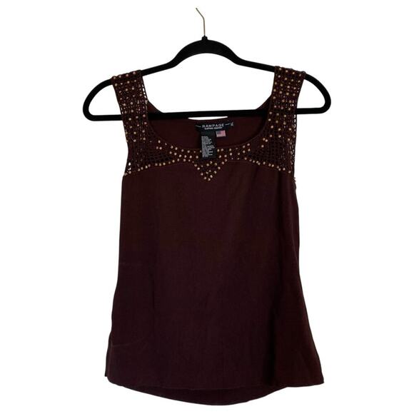 Vintage RAMPAGE Y2K Boho Tank Top Wood Beaded Earthy Brown Size XL - Picture 1 of 6